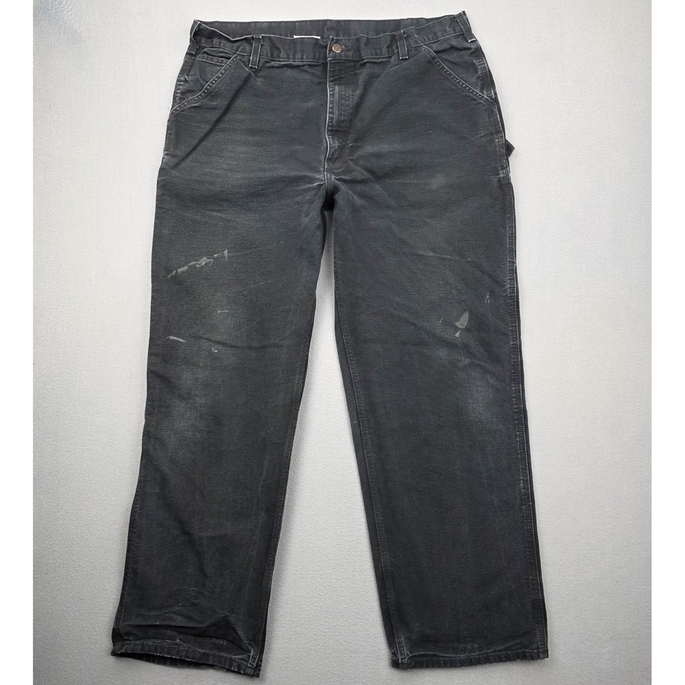 VTG Carhartt B11-Blk 40x34 (40x33) Leather Patch Carpenter Original Dungaree Fit